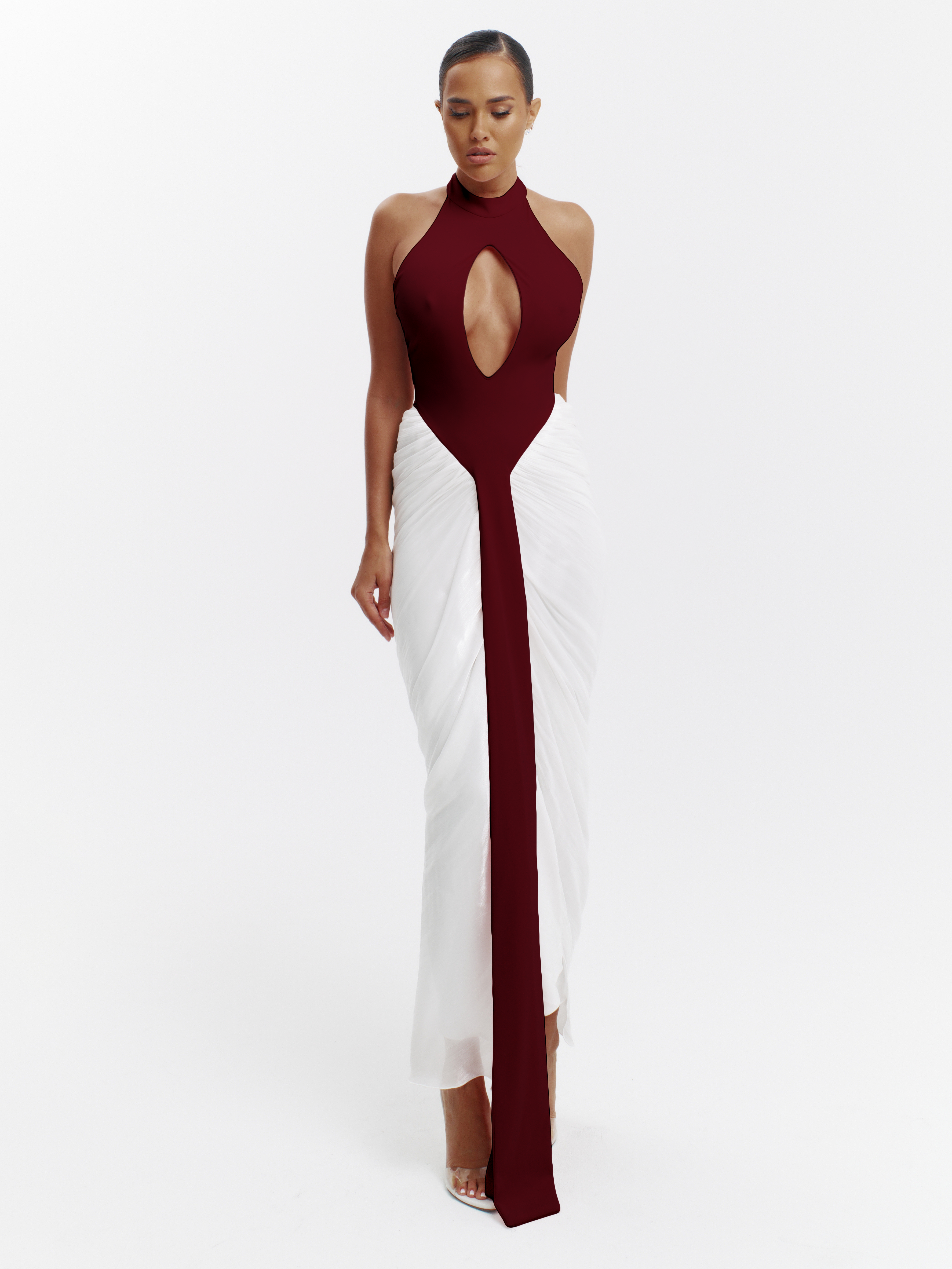 SPLIT DECISION - BURGUNDY & WHITE