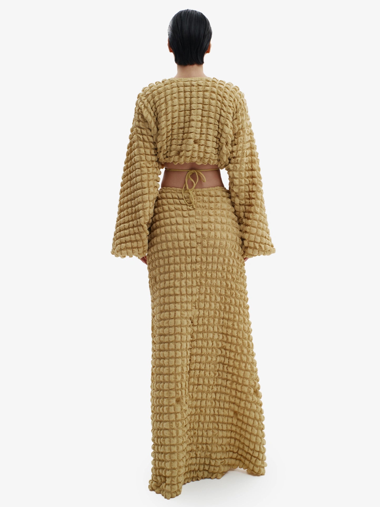 Mustard knit maxi dress, ultimate comfortable luxury, effortless minimalist style.