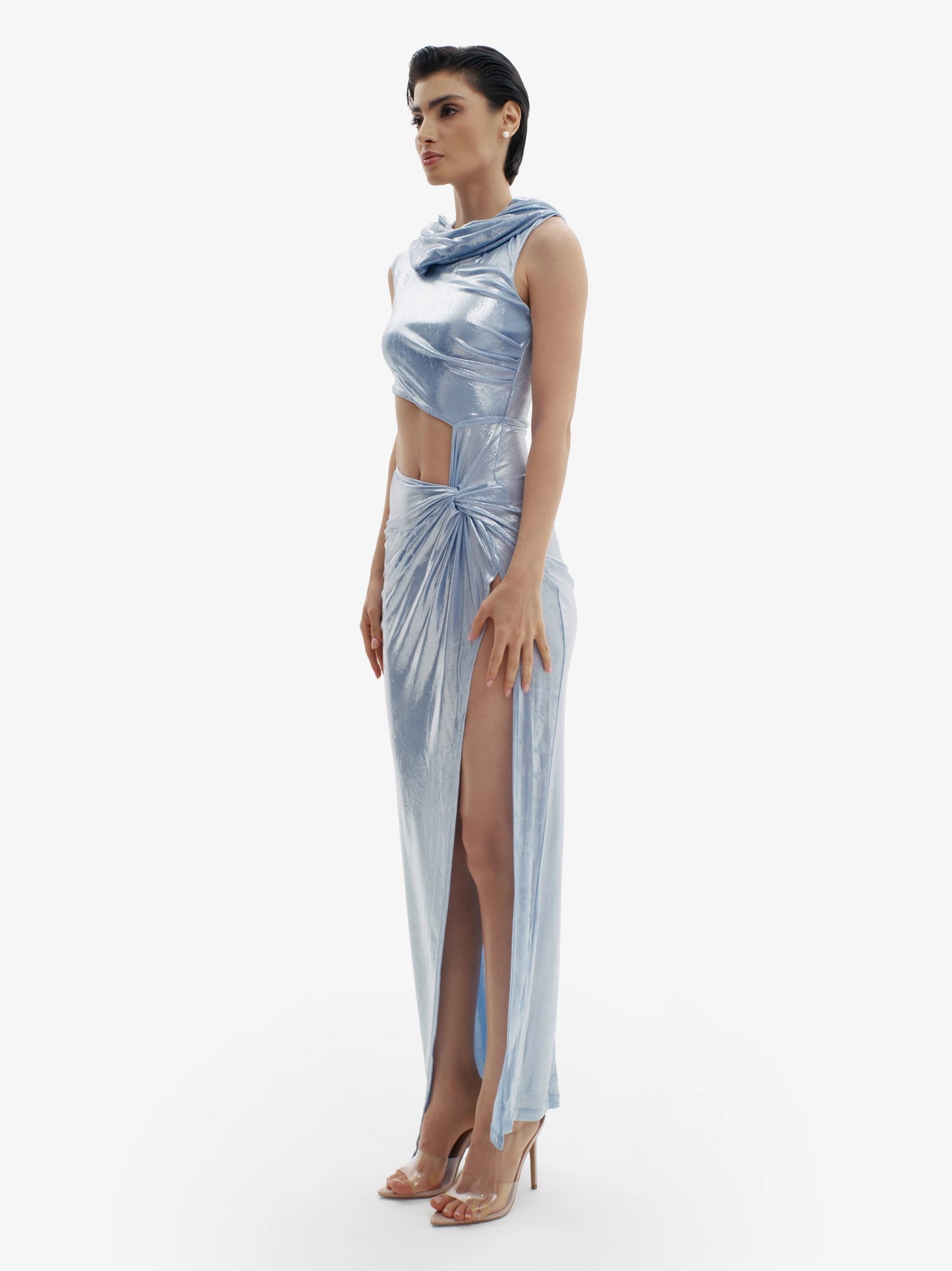 Blue Silver luxe hoodie dress, premium comfort meets elevated minimalist style.