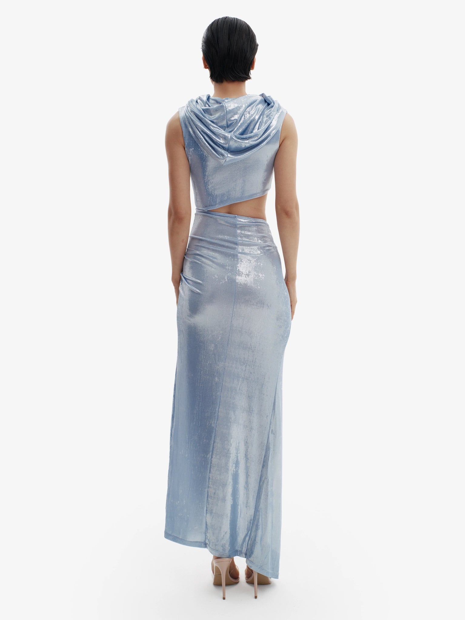 Blue Silver luxe hoodie dress, premium comfort meets elevated minimalist style.