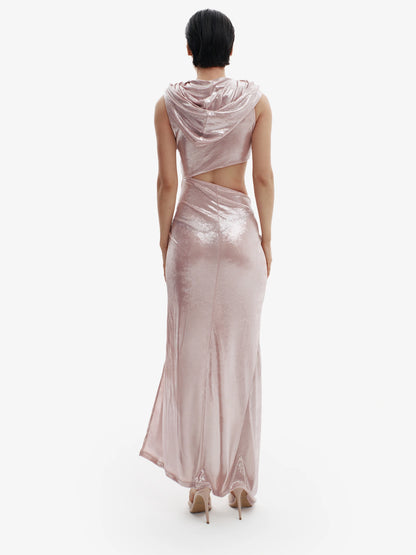 Rose Silver luxe hoodie dress, premium comfort meets elevated minimalist style.