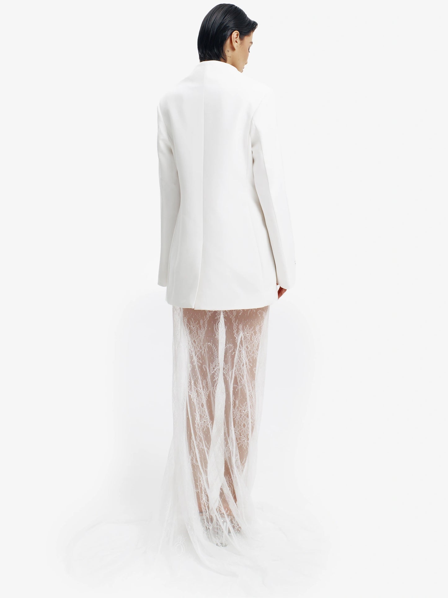 White tailored barathea blazer, luxe European style for confident professionals.