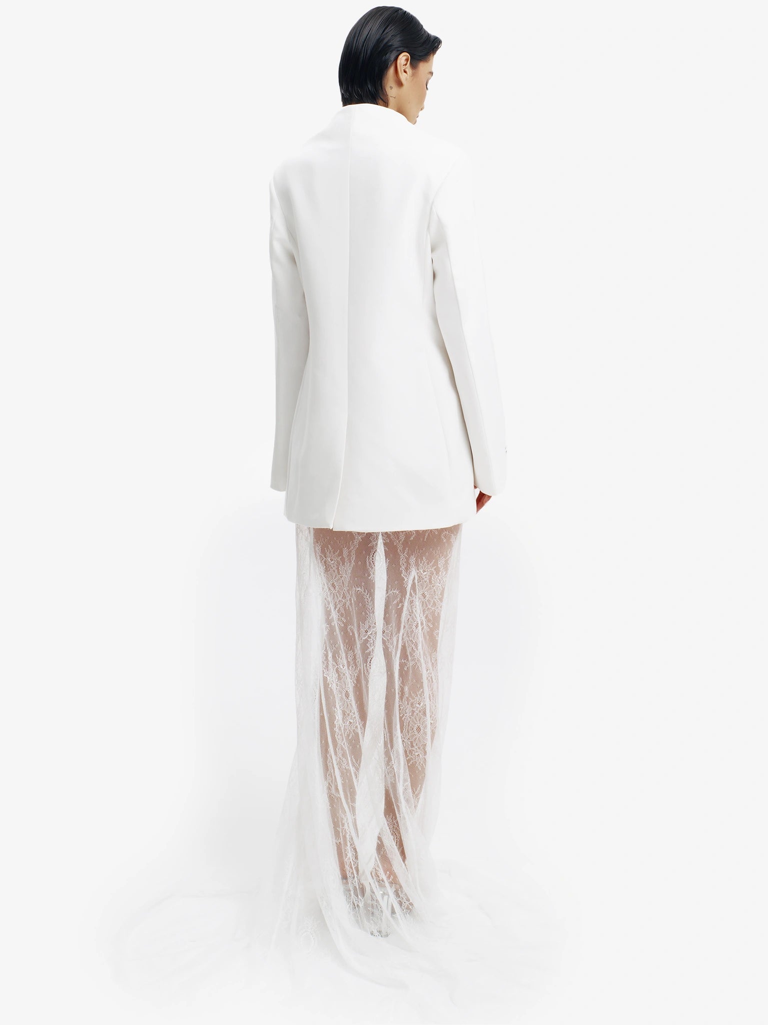 White tailored barathea blazer, luxe European style for confident professionals.