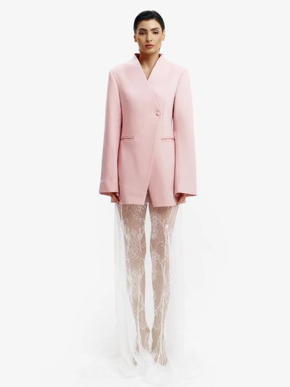 Pastel Pink tailored tailored blazer, luxe European style for confident professionals.