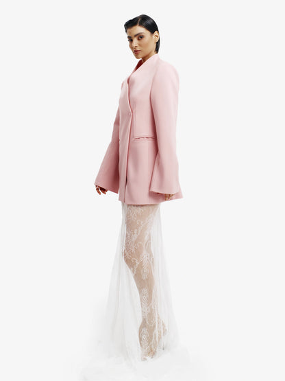 Pastel Pink tailored tailored blazer, luxe European style for confident professionals.