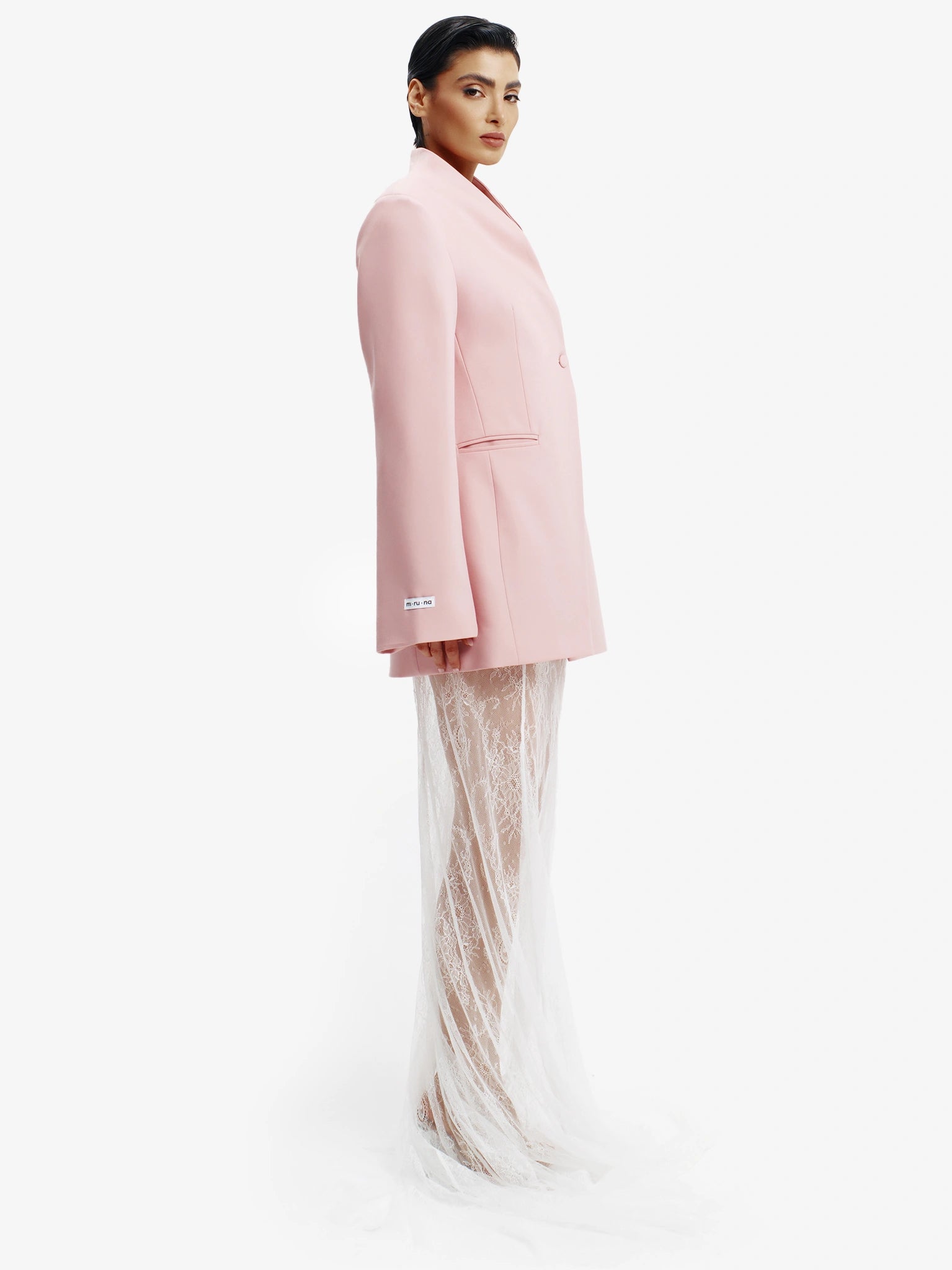 Pastel Pink tailored tailored blazer, luxe European style for confident professionals.