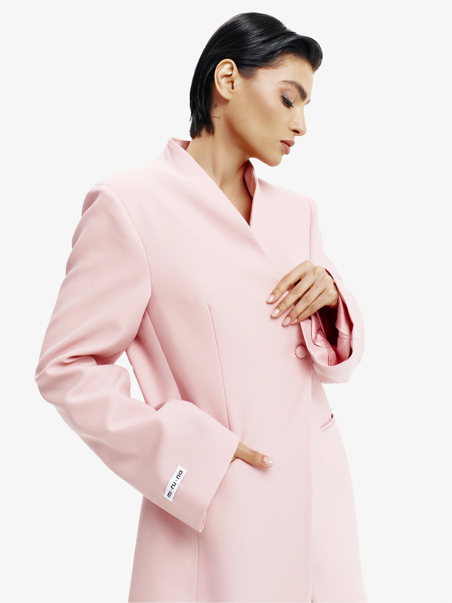 Pastel Pink tailored tailored blazer, luxe European style for confident professionals.