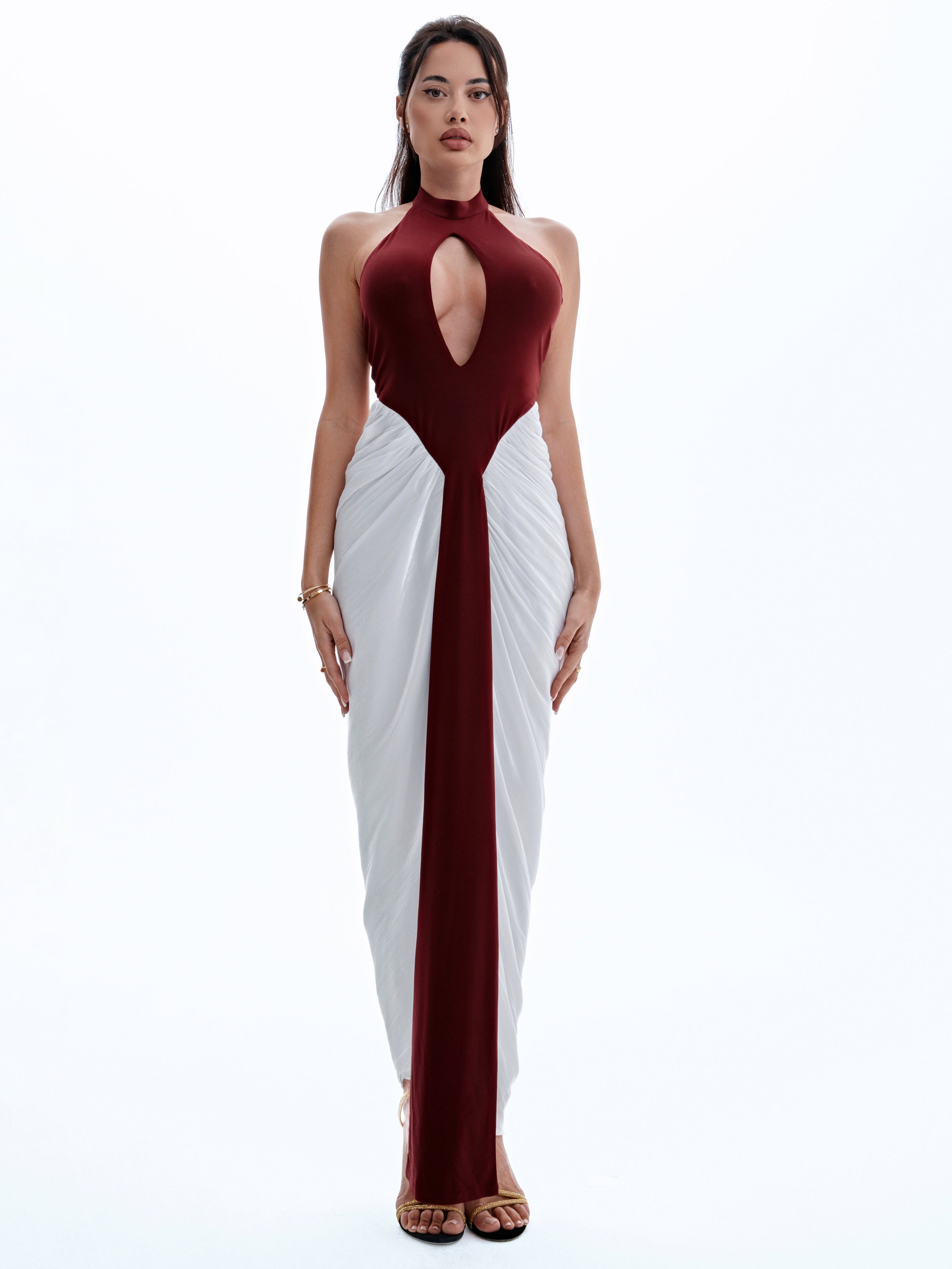 SPLIT DECISION - BURGUNDY & WHITE