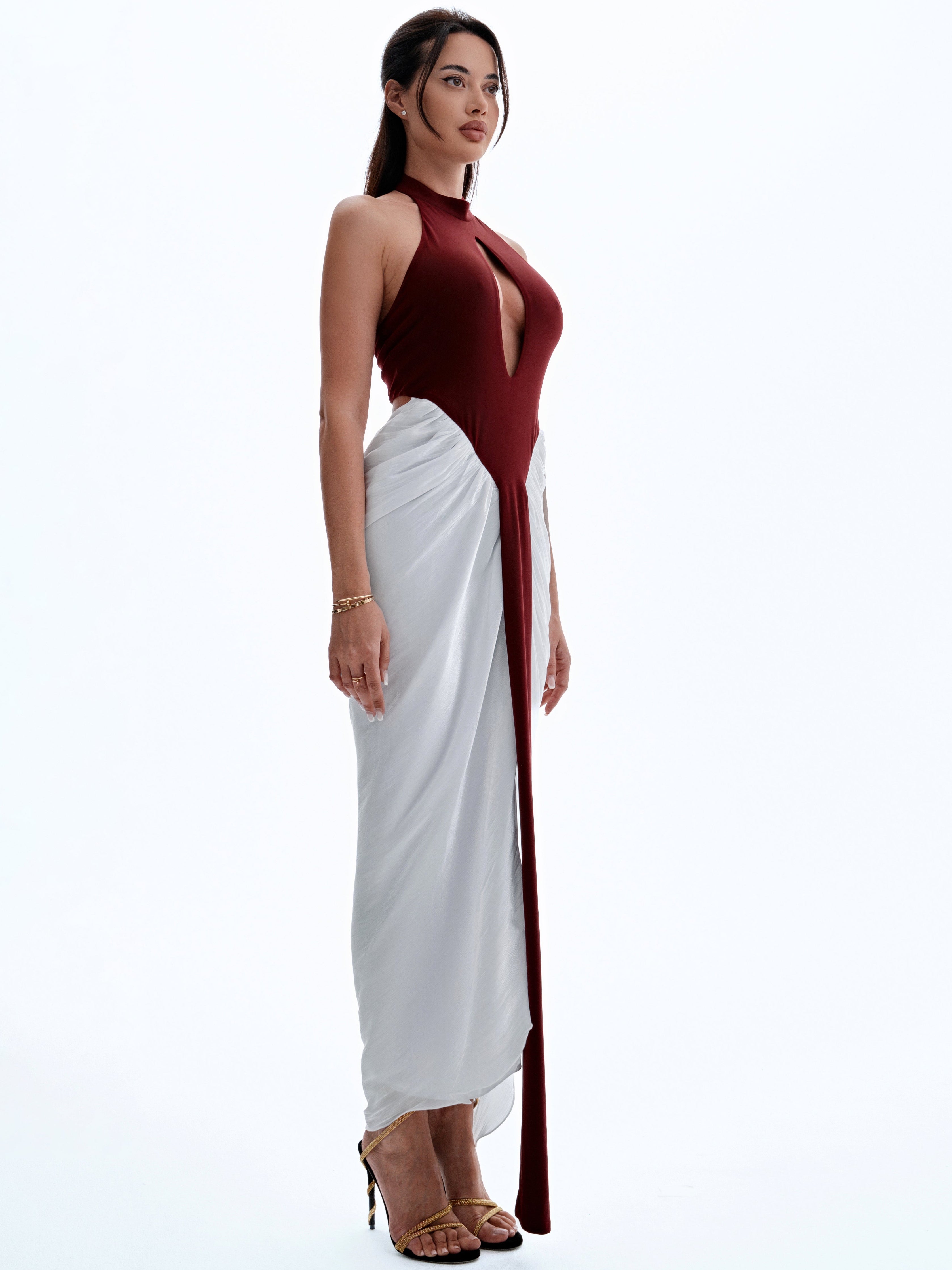 SPLIT DECISION - BURGUNDY & WHITE